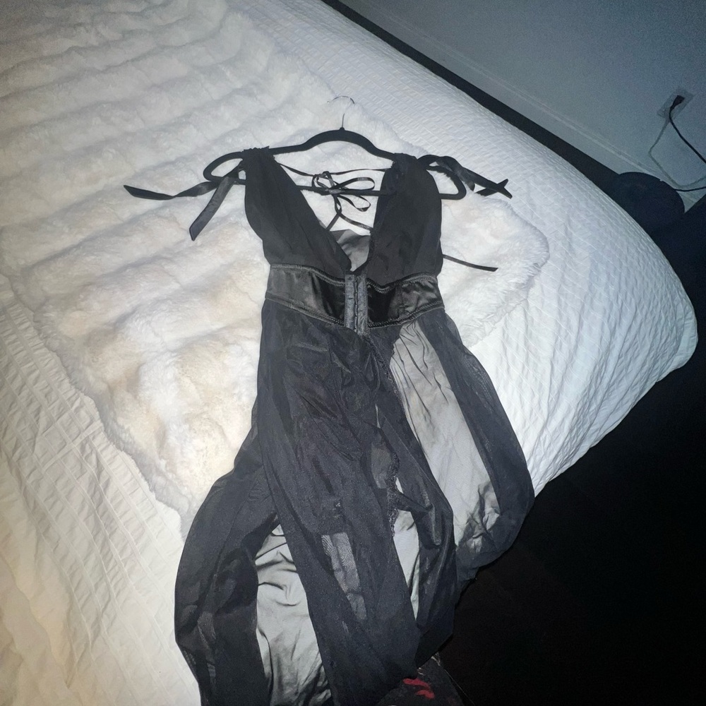 Black Sheer Tie-Strap Dress lingerie